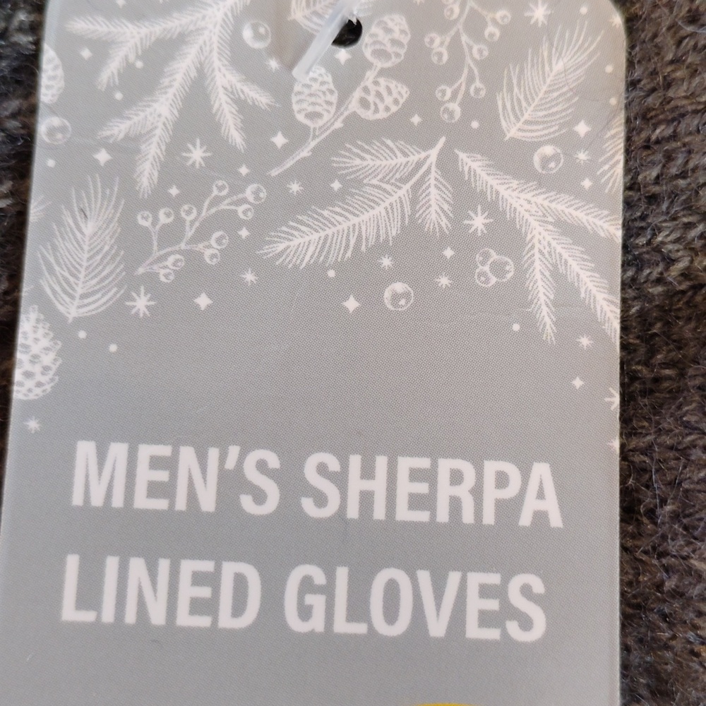 Sherpa Lined Gray Knit Men's Gloves - Picture 4 of 8